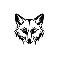 Poster - Fox head silhouette minimalist logo icon design black and white vector illustration