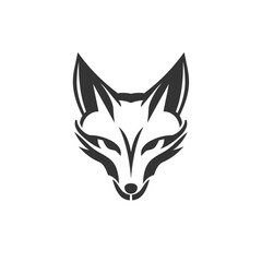 Poster - Fox head silhouette minimalist logo icon design black and white vector illustration