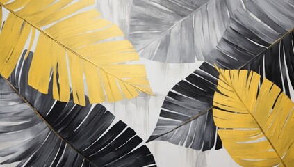 Sticker - A painting of a leafy tree with yellow and black leaves. The painting is abstract and has a moody atmosphere