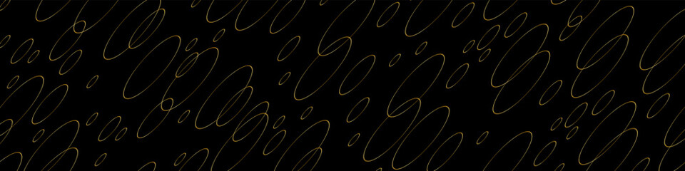 Canvas Print - Abstract black background with gold circles. Modern dark vector texture.