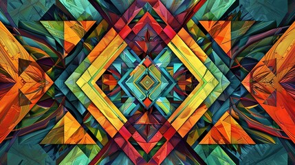 Wall Mural - art example of flow using primitive shapes, squares, triangle, random