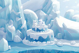 Fototapeta  - 氷山のケーキとシロクマくん-1