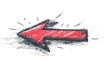 A red arrow pointing to the left. The arrow is drawn in a sketchy style, giving it a somewhat rough and unfinished appearance