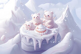 Fototapeta  - 氷山のケーキとシロクマくん-2
