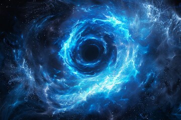 Wall Mural - a blue and white spiral galaxy with a blue hole in the middle