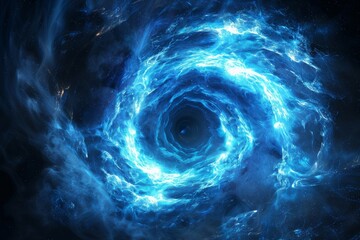 Wall Mural - a blue spiral in space with stars and clouds