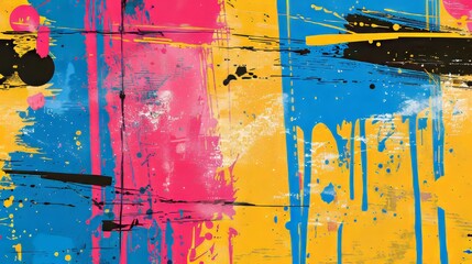 Poster - This poster features an abstract background with paint stains and grunge texture. It is a modern invitation flyer for an art exhibition in a museum or gallery.