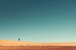 © Oskar Reschke - minimalist, isolation of a lone figure standing at the edge of a vast, empty desert, emphasizing the concept of solitude and insignificance in the grand scheme of life. The warm, muted tones