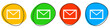 4 bunte Icons: Newsletter oder Kontakt - Button Banner