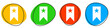 4 bunte Icons: Lesezeichen - Button Banner