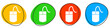 4 bunte Icons: Computermaus - Button Banner