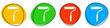 4 bunte Icons: Malerrolle - Button Banner