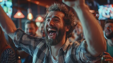 Canvas Print - Joyful Man at Festive Gathering