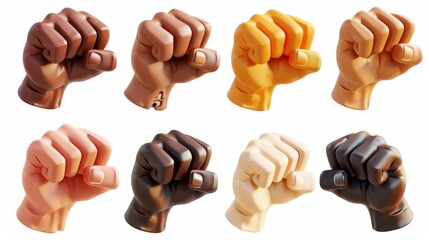 Poster - hand gestures from various ethnic groups isolated on white background. caucasian and african america