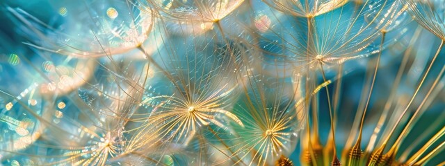 Sticker - close up of dandelion flowers. Selective focus