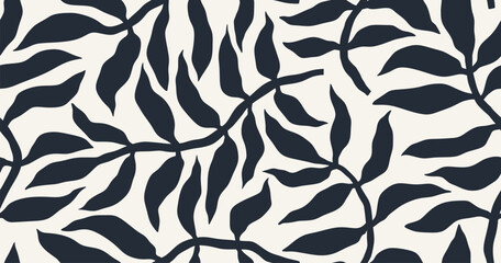 Wall Mural - Abstract palm leaves seamless pattern on white background.	
