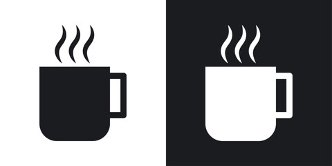 Wall Mural - Hot Coffee Mug Icon Set. Vector Symbols for Tea and Morning Beverages.
