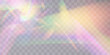 Blurred rainbow refraction light effect overlay effect. Light lens prism effect on a transparent background. Vector abstract illustration.	
