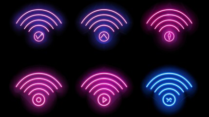 Wall Mural - Wireless Internet or radio icon. Circle symbol of sound wave. Abstract digital technology sign, modern set isolated on transparent background.