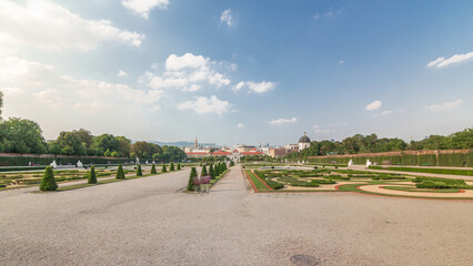 Sticker - Belvedere palace with beautiful floral garden timelapse hyperlapse, Vienna Austria