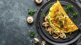 Fototapeta  - pancakes vegetables and mushrooms. Selective focus