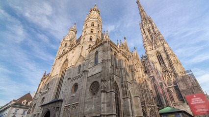 Wall Mural - St. Stephen's Cathedral timelapse hyperlapse, the mother church of Roman Catholic Archdiocese of Vienna, Austria