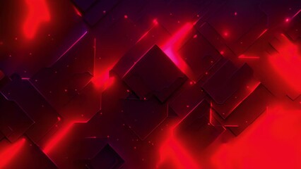 Fototapete - Abstract black background with bold red lines and squares creating a striking geometric pattern.