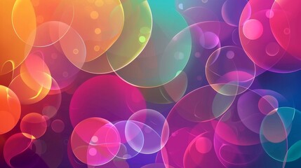 Poster - The background of the modern is abstract, with rainbow circles of transparent color