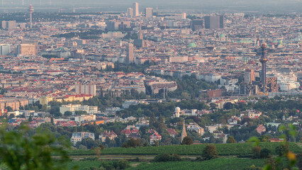 Poster - Skyline of Vienna from Danube Viewpoint Leopoldsberg aerial timelapse.