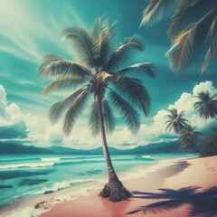 Wall Mural - ocean travel to see palms and sunlight