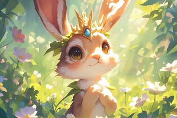 Poster - a rabbit is wearing a crown