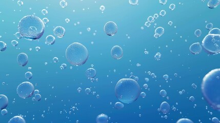 Poster - The bubbles of cola, soda drink, beer or water texture abstract background. Dynamic fizzy carbonated motion, transparent aqua with underwater fizzing droplets, realistic 3d modern.