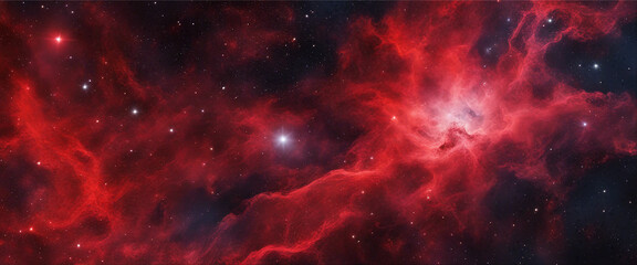 Wall Mural - Vivid red and black textures creating an intense nebula effect reminiscent of the cosmos