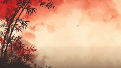 Wall Mural - Eastern Tranquility: Nature Background Inspired by Chinese and Japanese Artistry