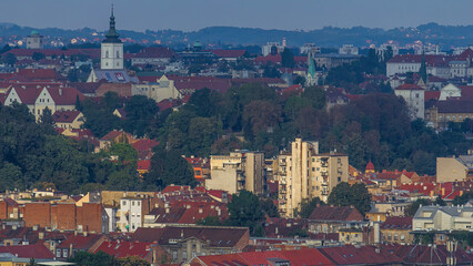 Wall Mural - Church of St. Mark timelapse and parliament building with red roofs Zagreb, Croatia.