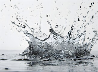 Poster - water splash on white background, high resolution photo, high detail, aesthetic style, water drops, splashes of blue color, sharp focus, studio lighting, simple background, high quality 
