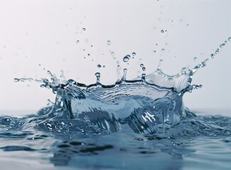 Poster - water splash on white background, high resolution photo, high detail, aesthetic style, water drops, splashes of blue color, sharp focus, studio lighting, simple background, high quality 
