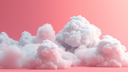 Poster - Clouds in heavenly sky from 3D illustration set. Collection of soft, round, fluffy vapor piles floating in heavenly sky. Natural beauty. Game interface design.