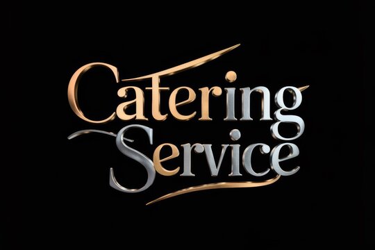 A logo for catering service with a gold and silver design, AI