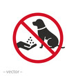 do not food dogs icon, forbidden feed the dog, stop pet eat of hand, flat web symbol on white background - vector illustration