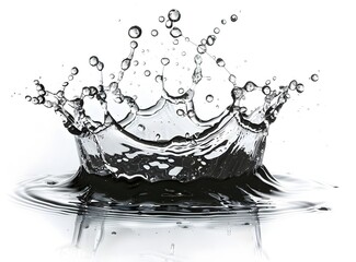 Poster - Water splash with crown shape isolated on white background, detailed photo , high resolution photography 
