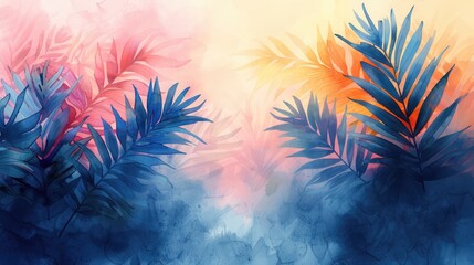 Wall Mural - Palm sunday soncept illustration, Generative AI watercolor background