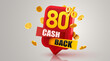 Cashback 80 percent icon isolated on the gray background. Cashback or money back label.