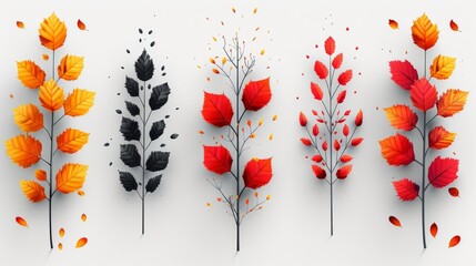 Sticker - Illustration of an autumn icon. Abstract minimal floral and leaf design for banners, prints, wall art, fabric and wallpaper. Modern illustration.