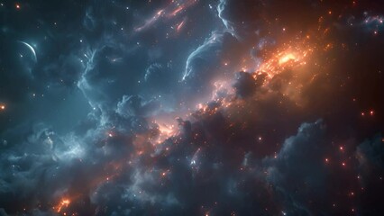 Poster - the vast expanse of space showcasing stars twinkling amidst drifting clouds, creating a mesmerizing 