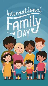 International Day of Families, family day. illustration, International Day of Families poster, May 15. International Day of Families banner, story. calligraphy, poster. post. happy, Families day poste