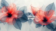 A Modern Illustration Of An Abstract Art Background With X-ray Transparent Watercolor Flowers And Leaves. This Is A Perfect Fine Art Wallpaper For Home Decor And Printing.