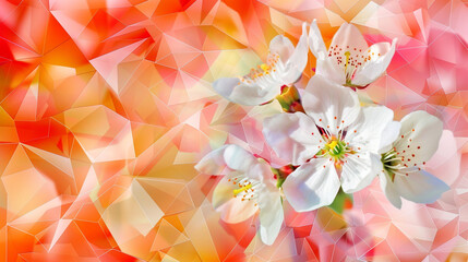 Wall Mural - A spring blossom surrounding Geometric pattern background