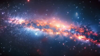 Poster - a celestial scene featuring a galaxy with bright stars scattered across the dark background of space