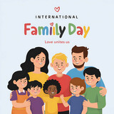 Fototapeta Kwiaty - 
International Day of Families, Happy International Day of Families, Family protection, Vector . illustration, International Day of Families poster, on. May 15. poster, post, banner, story. care,  
